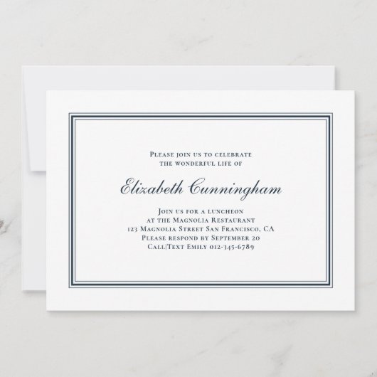 追悼式クラシックとシンプルエレガント 招待状 (正面)