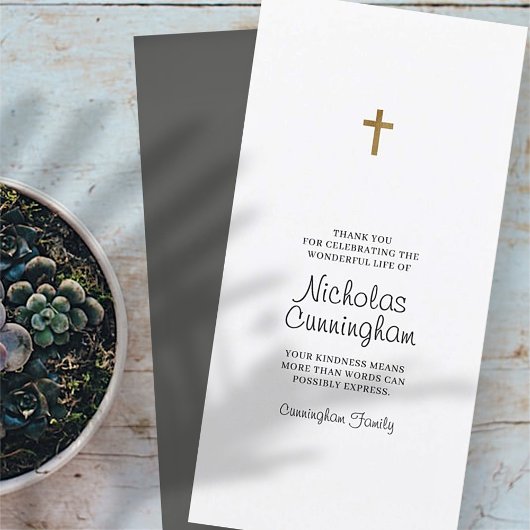 追悼式シンプルとクロスモダンス サンキューカード