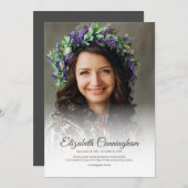 追悼式シンプルのモダンクラシック写真 サンキューカード (正面/裏面)