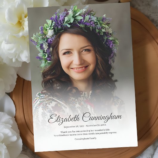 追悼式シンプルのモダンクラシック写真 サンキューカード