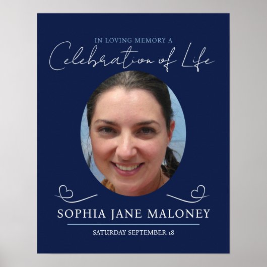 追悼式ハート楕円形の写真海軍 ポスター (正面)