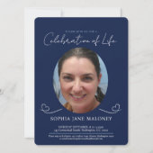 追悼式ハート楕円形の写真海軍 招待状 (正面)