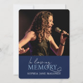 追悼式ハート楕円形の写真海軍 招待状 (裏面)