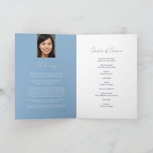 追悼式ハート楕円形フォトブルー プログラム (内部)