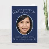 追悼式ハート楕円形フォトブルー プログラム (正面)