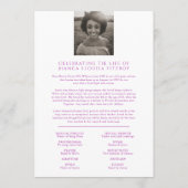 追悼式パープルバラ葬儀プログラム プログラム (裏面)