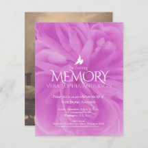 追悼式パープルバラ葬儀招待状