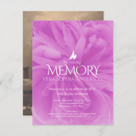 追悼式パープルバラ葬儀招待状 招待状