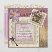 追悼式ビクトリアンヴィンテージ紙写真 招待状 (正面/裏面)