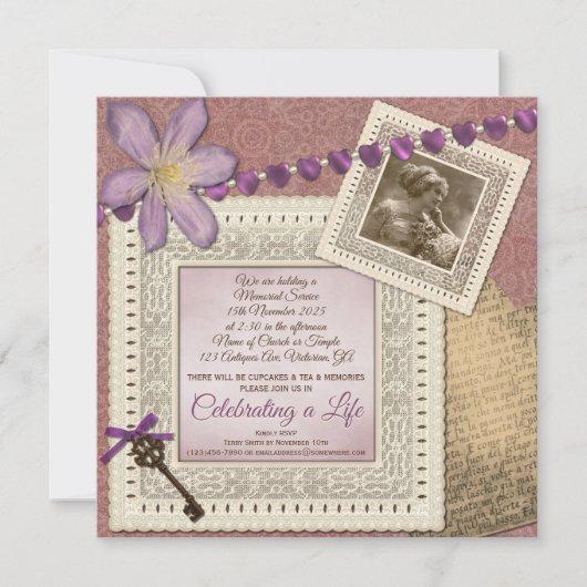 追悼式ビクトリアンヴィンテージ紙写真 招待状 (正面)