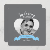 追悼式フォトブルーリボン葬儀招待状 招待状 (正面/裏面)