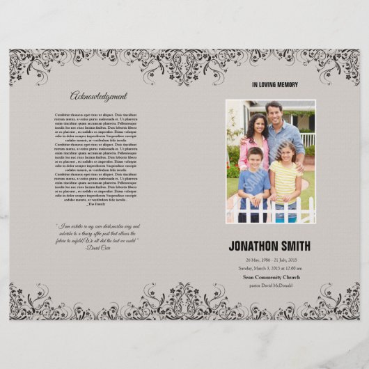 追悼式プログラムテンプレートパンフレット チラシ (正面)