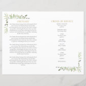 追悼式プログラム グリーン Funeral Memorial Program (裏面)
