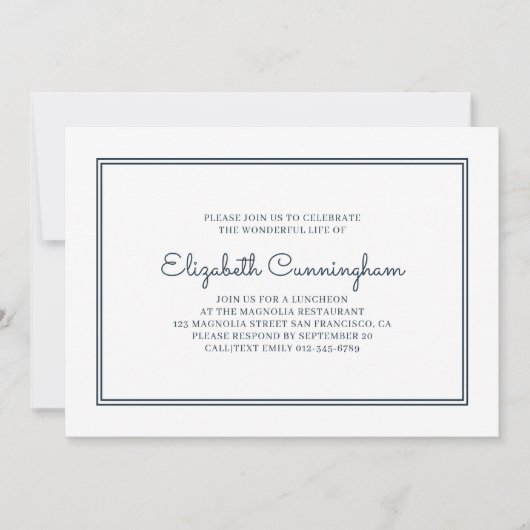 追悼式モダンとシンプルエレガント 招待状 (正面)
