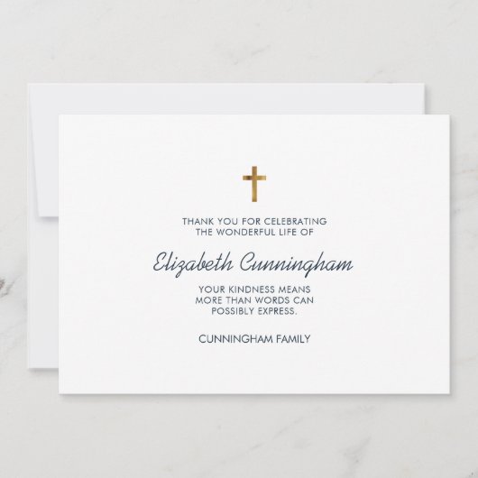 追悼式モダンとシンプル十字架 サンキューカード (正面)