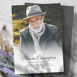 追悼式モダンのクラシックシンプル写真 サンキューカード