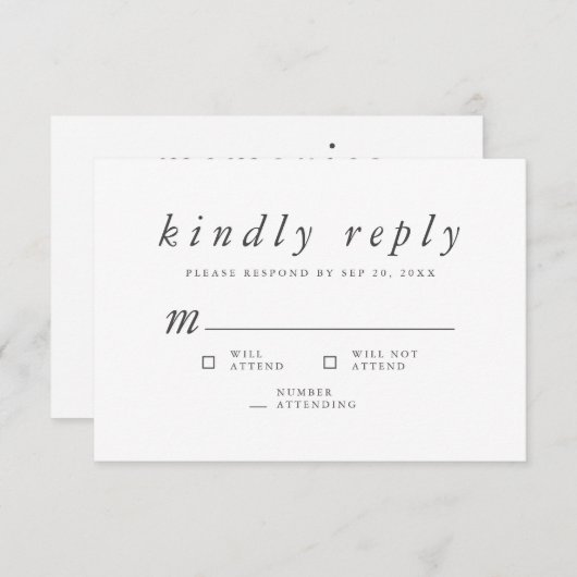 追悼式モダンの思い出シンプルの返信 出欠カード (正面/裏面)