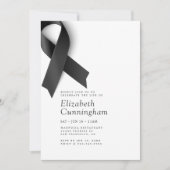追悼式モダンシンプルブラックリボン 招待状 (正面)