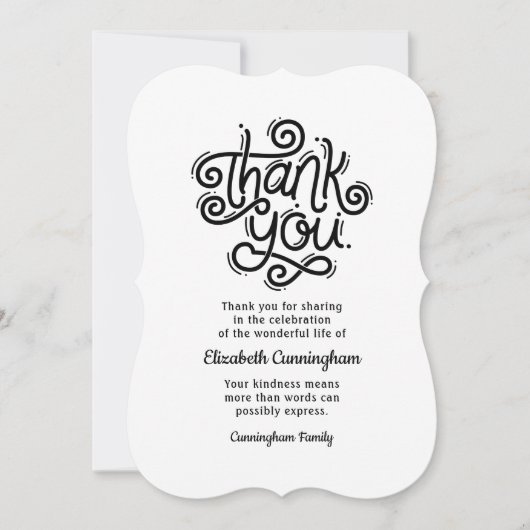 追悼式モダン書道 サンキューカード (正面)