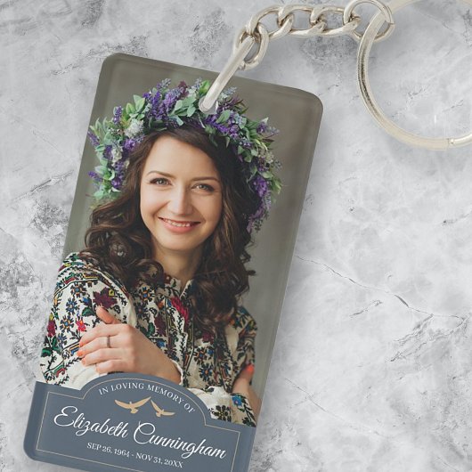 追悼式モノグラムクラシックフォトキープサケ キーホルダー