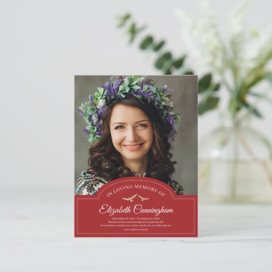 追悼式モノグラムクラシック写真ありがとう ポストカード (スタンド正面)