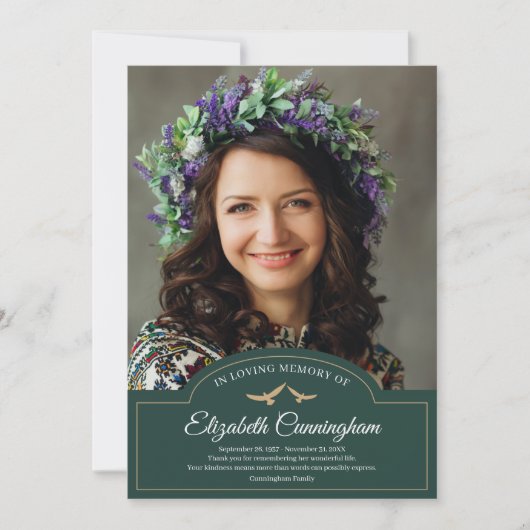 追悼式モノグラムクラシック写真 サンキューカード (正面)