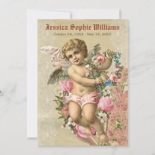 追悼式ヴィンテージエビクトリアンンジェルデス 案内状 (正面)