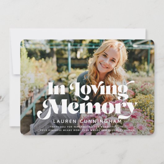 追悼式ヴィンテージクラシックシンプル写真 サンキューカード (正面)