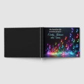 追悼式典のためのダンシングネオンミュージカルノート ゲストブック (全面)