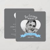 追悼式写真 青いリボン 葬儀 招待状 (正面/裏面)