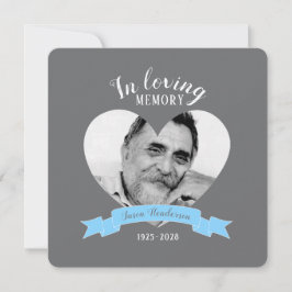 追悼式写真 青いリボン 葬儀 招待状