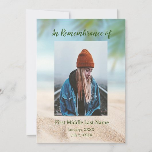 追悼式招待案内 海岸 海 湖 招待状 (正面)