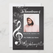 追悼式招待状の背景の音楽ノート 招待状 (正面)