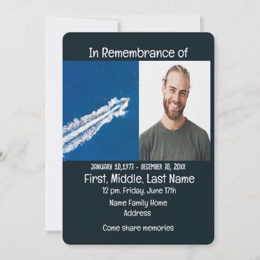 追悼式招待状パワーボートモーター 招待状 (正面)