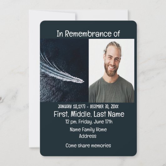 追悼式招待状パワーボートモーター 招待状 (正面)