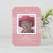 追悼式招待状 - エレガントなピンクと白 招待状 (スタンド正面)