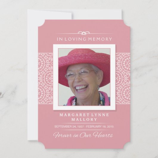 追悼式招待状 - エレガントなピンクと白 招待状 (正面)