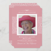 追悼式招待状 - エレガントなピンクと白 招待状 (正面/裏面)