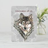 追悼式招待状 オオカミ 狼 動物 アート 招待状 (スタンド正面)