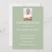 追悼式招待状 クラシックな緑の木のイメージ 招待状 (裏面)