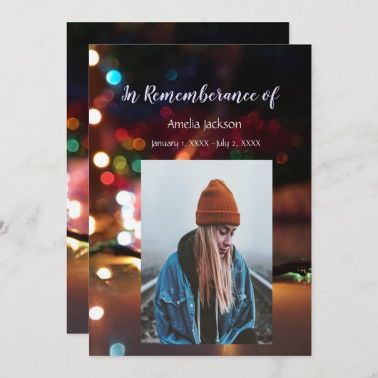 追悼式招待状 クリスマスイルミネーション 招待状 (正面/裏面)