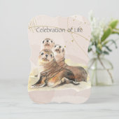 追悼式招待状 水彩イラストのタンポポ・動物 招待状 (スタンド正面)