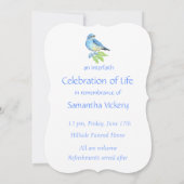 追悼式招待状 水彩画のブルー鳥 招待状 (裏面)