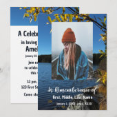 追悼式招待状 湖と木々の朝の風景 招待状 (正面/裏面)