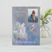 追悼式招待 ハチドリ 白い花 招待状 (スタンド正面)