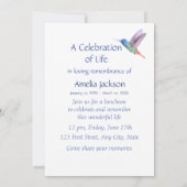 追悼式招待 ハチドリ 白い花 招待状 (裏面)