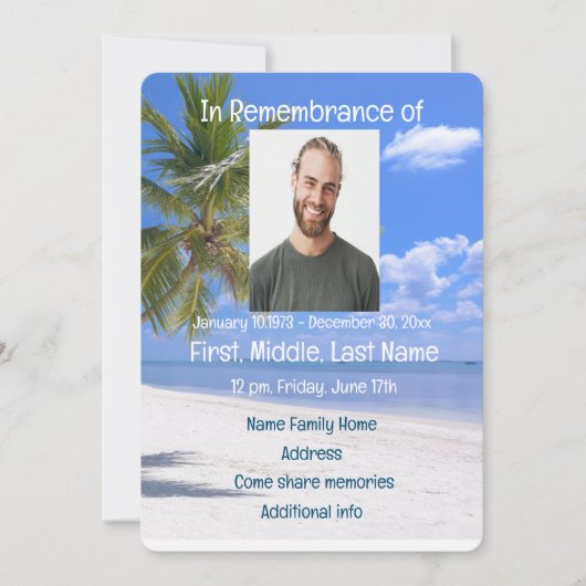 追悼式招待 南国ビーチパラダイス 招待状 (正面)