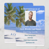 追悼式招待 熱帯のビーチパラダイス 招待状 (正面/裏面)