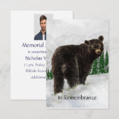 追悼式招待 黒クマ 雪山 招待状 (正面/裏面)