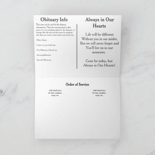 追悼式案内 カード (内部)